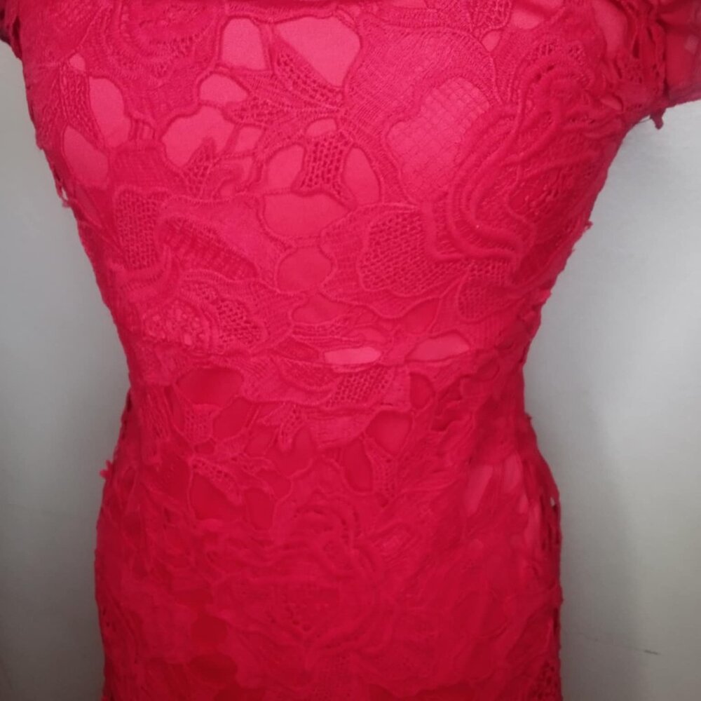 SEXY RED LACE RUFFLE DRESS BNWT - Picture 4 of 13